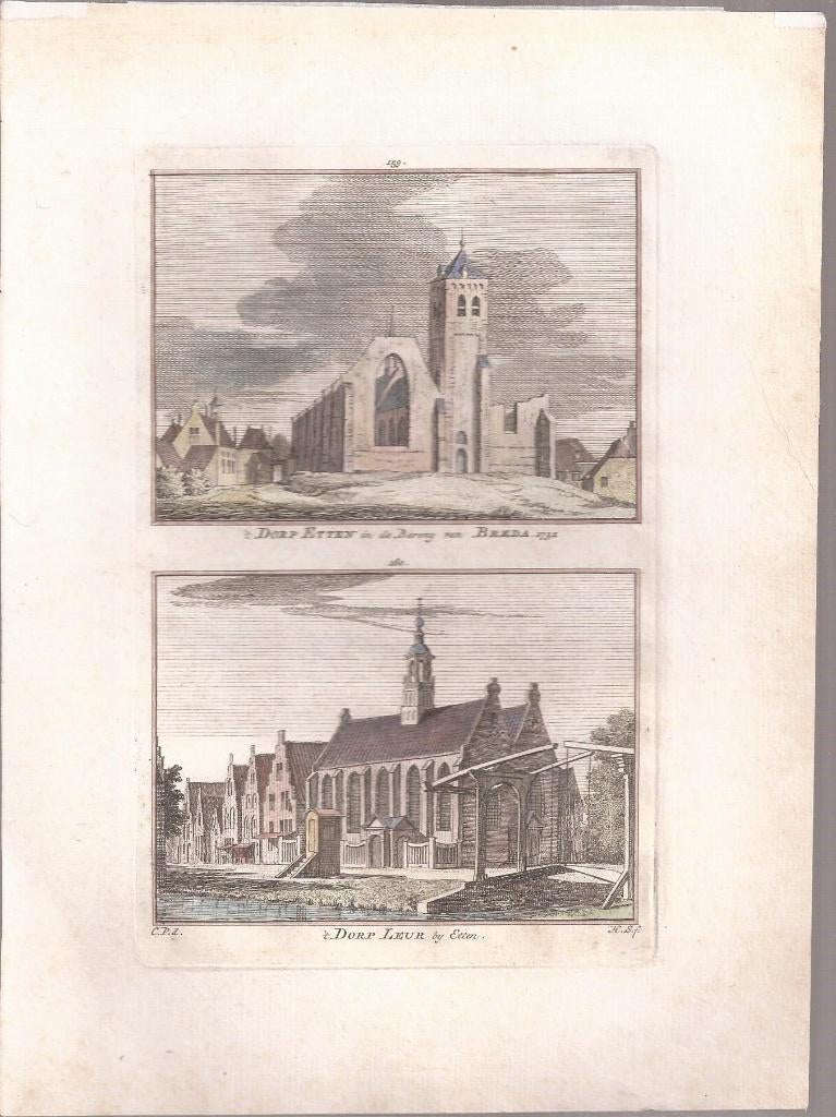 t Dorp Etten in de Barony van Breda.1732 / 't Dorp Leur bij, Origineel, Stadsgezicht, Ophalen of Verzenden, Gravure
