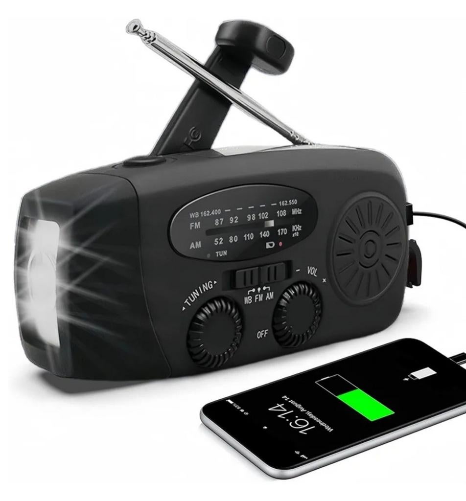 Noodradio Solar USB 3 LED AM/FM Powerbank Nieuw, Ophalen of Verzenden, Nieuw