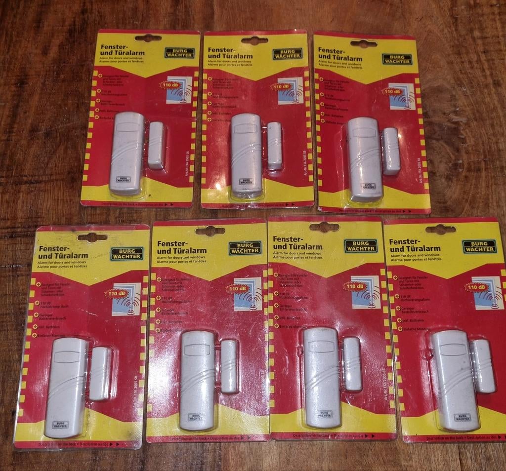 Burg Wächter raam- en deuralarm, 7 stuks, Detector, Sensor of Melder, Raam of Deur, Nieuw, Ophalen of Verzenden