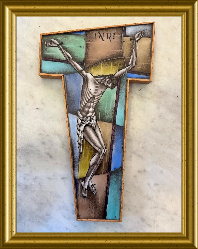 Apart gesigneerd opaline glas kruis, gebr. van Paridon, Ophalen of Verzenden