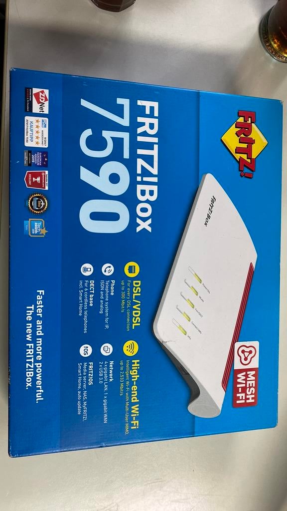 FRITZ! Box 7590 - nieuw in doos, Computers en Software, Routers en Modems, Nieuw, Router met modem, Ophalen of Verzenden