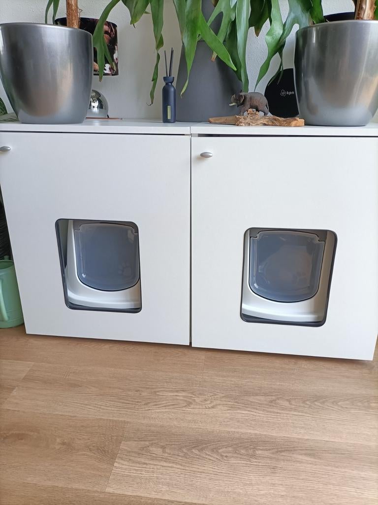 Kattenkast voor kattenbak 2 stuks, Dieren en Toebehoren, Kattenbakken, Ophalen, Gebruikt