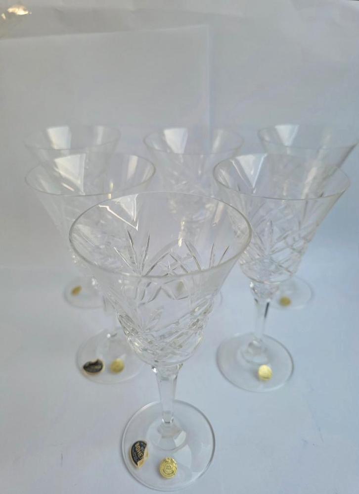 Boheems witte wijn glazen kristal, Antiek en Kunst, Antiek | Glas en Kristal, Verzenden