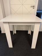 Vierkante houten tafel wit, Ophalen, Gebruikt, 50 tot 100 cm, Vierkant