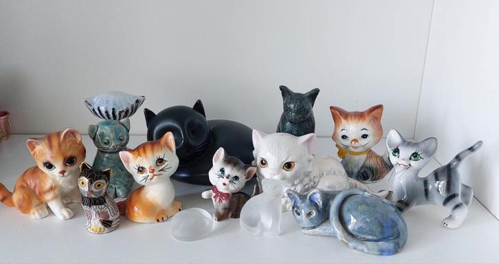 Vintage katten beeldjes, Verzamelen, Beelden en Beeldjes, Gebruikt, Ophalen of Verzenden