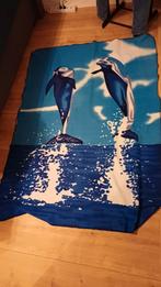Dolfijnen Fleece Deken - Blauw met Witte Spetters, Ophalen of Verzenden, Zo goed als nieuw