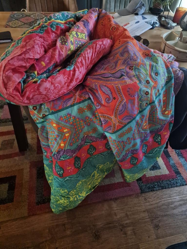 Dekbed 2x2 met kleurrijk patroon, Ophalen of Verzenden, Nieuw, Wit, Deken of Dekbed