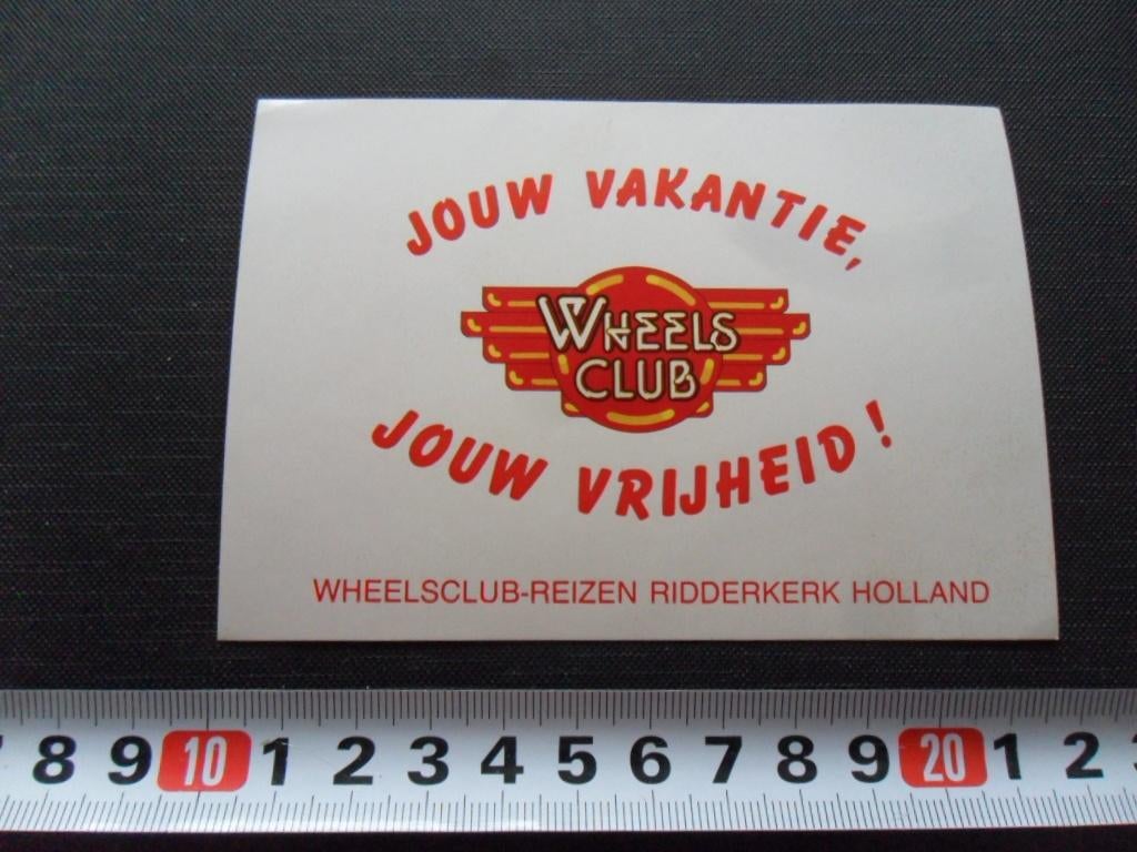 sticker Ridderkerk WHEELSCLUB Reizen Jouw Vakantie, Verzamelen, Stickers, Ophalen, Zo goed als nieuw