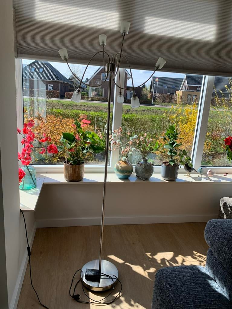 Staande lamp met 7 kelkjes, Ophalen, Gebruikt, Metaal, 150 tot 200 cm