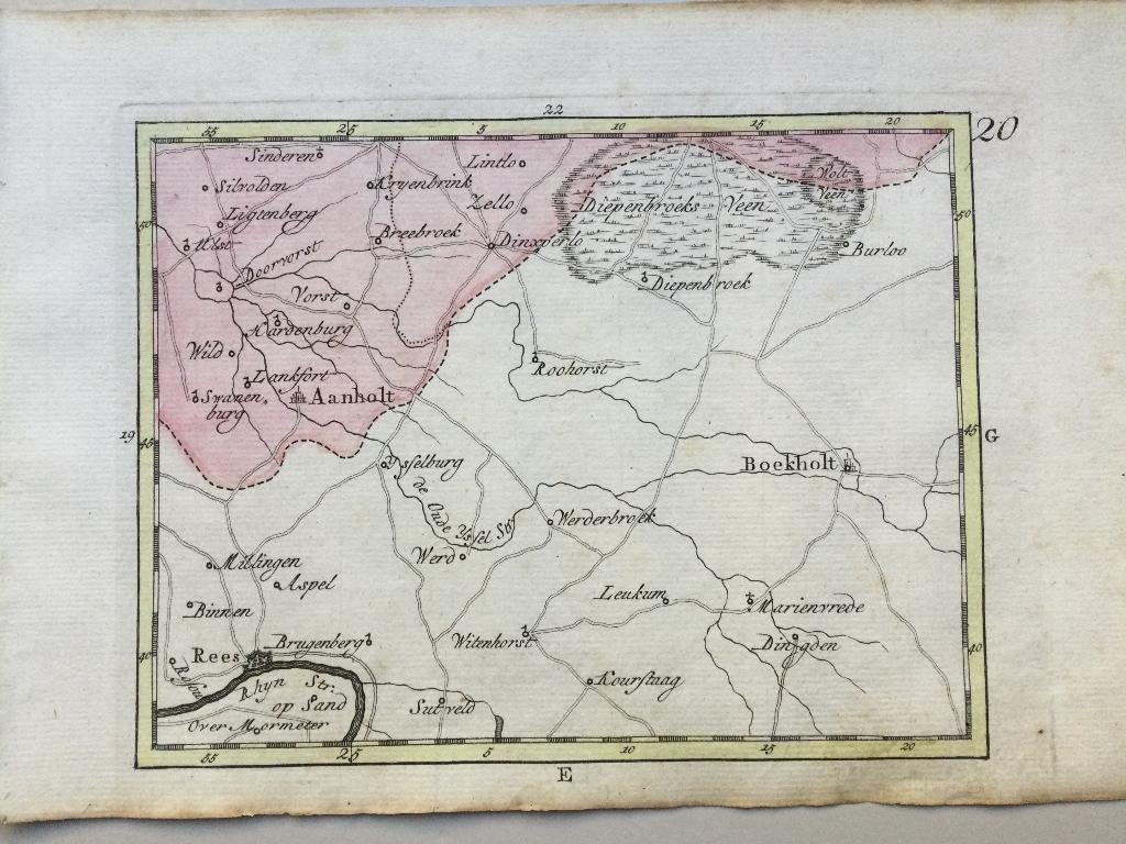 Dinxperlo en omgeving, JC Sepp, 1773 ., Cartografie, Handgekleurd, 1700 - 1799, Verzenden