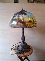 Antieke Brocante Schemerlamp met Geschilderde Kap, Ophalen