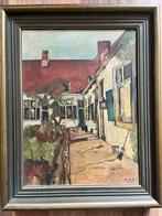 Antieke Schilderij “Hofje” Dordrecht van Schotel, Ophalen of Verzenden