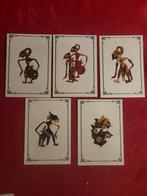 Set van 5 kaarten batik en wayangfiguren, Ophalen, 1980 tot heden, Ongelopen, Cultuur en Media