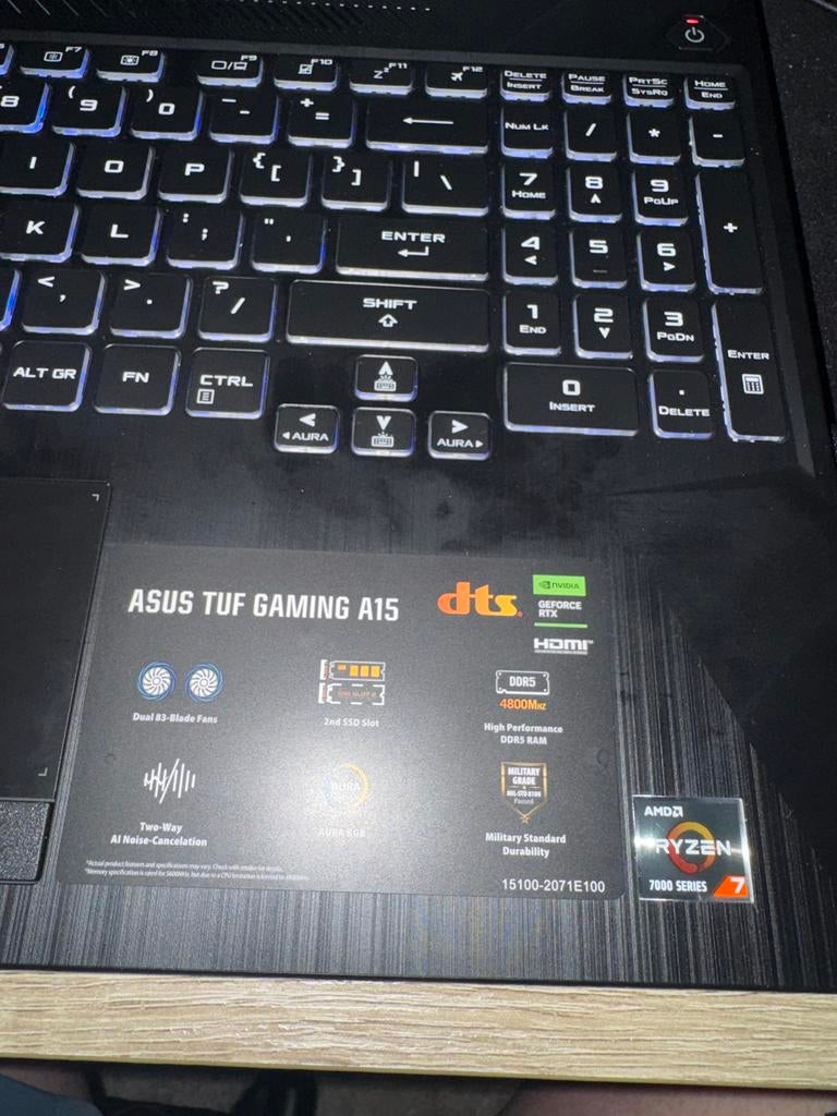 Asus TUF gaming laptop, Computers en Software, Windows Laptops, Ophalen, Qwerty, Zo goed als nieuw, Gaming