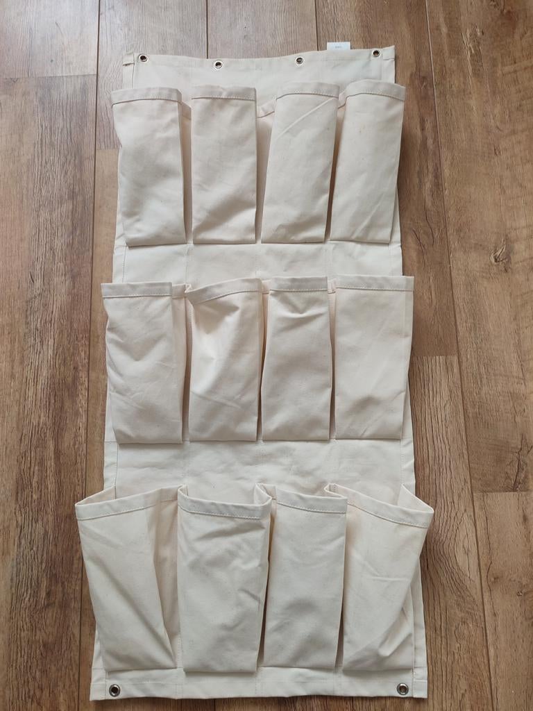 Canvas Opbergzak 16 vakken creme organiser ikea, Ophalen of Verzenden, Gebruikt