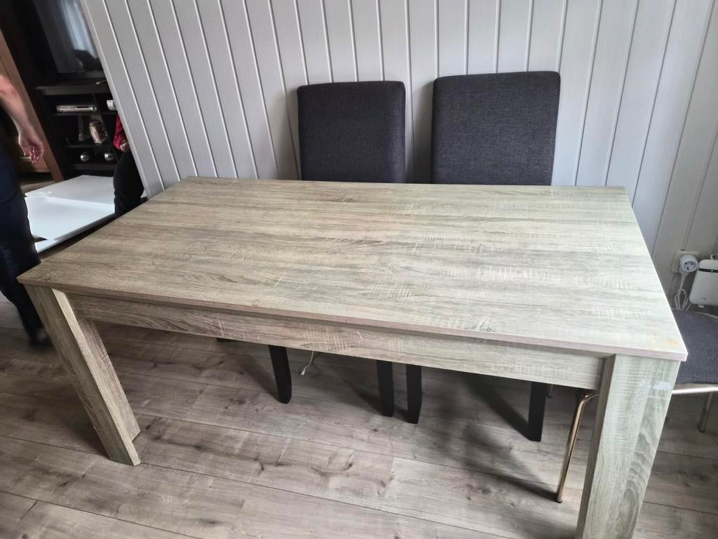 Blank Eiken kleur fineer eettafel 160x80x75, Huis en Inrichting, Tafels | Eettafels, Ophalen, Gebruikt, 50 tot 100 cm, Vijf personen of meer