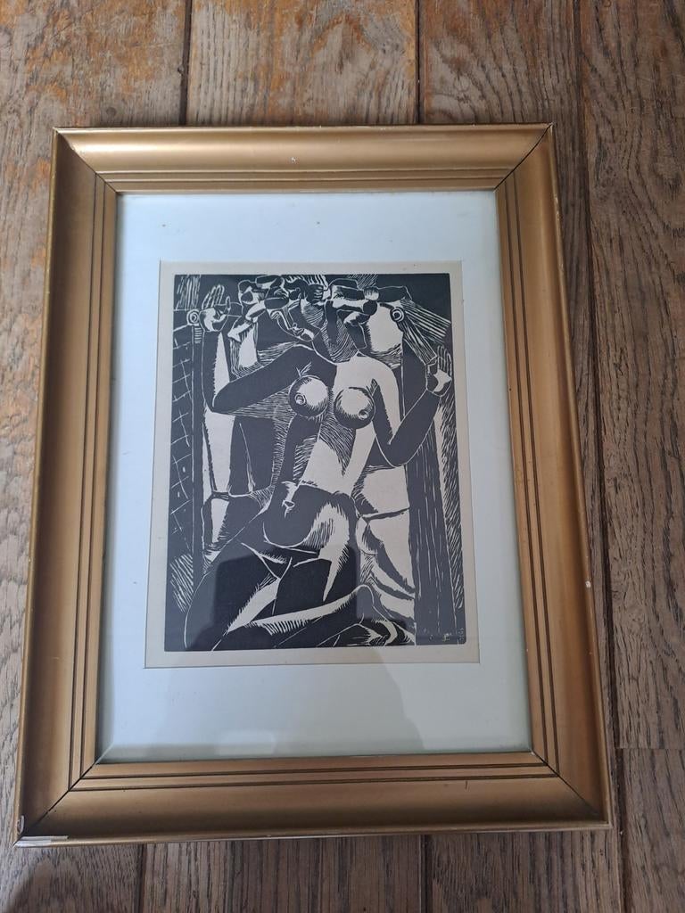 Houtsnede Jozef Cantré (1890-1957) "Droom" 1920/30, Ophalen of Verzenden