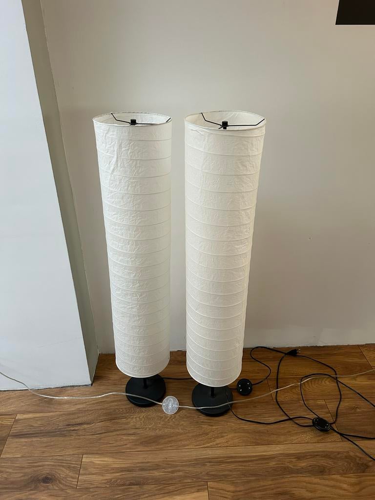 Twee vloerlampen van rijstpapier, Huis en Inrichting, Lampen | Vloerlampen, Ophalen, Gebruikt, Overige materialen, 150 tot 200 cm
