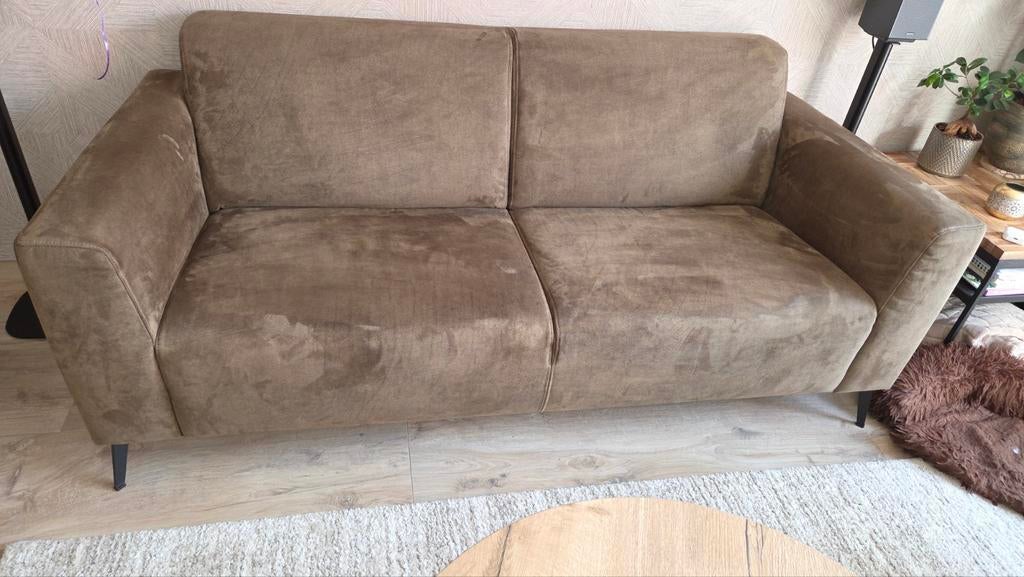 Als nieuwe bank olijfgroen microleder, Ophalen, Zo goed als nieuw, 75 tot 100 cm, Stof