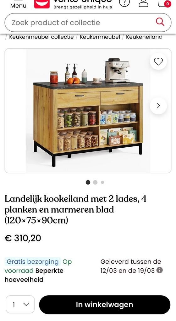 Nieuw Landelijk Keukeneiland, Huis en Inrichting, Ophalen, 100 tot 150 cm, Minder dan 100 cm, 50 tot 75 cm