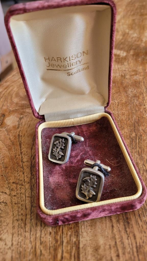 Vintage Schotse Distel Manchetknopen - Harkison Jewellery, Ophalen, Gebruikt, Overige materialen
