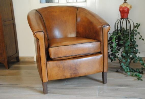 schapenleren fauteuil, Ophalen, Zo goed als nieuw, 75 tot 100 cm, Leer