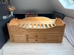 Massief houten grenen bed 90x200 hoogslaper met opbergruimte, Ophalen, Gebruikt, 90 cm, Eenpersoons