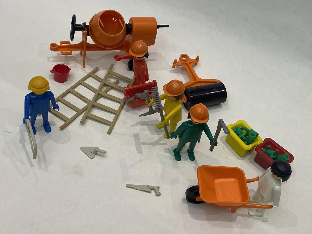 Vintage Playmobil Bouwvakkers set 3200 (1975) + betonmolen, Verzenden, Gebruikt, Complete set