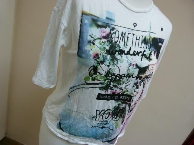 Witte top shirt van Lefties, maat S 36 met print, Kleding | Dames, Wit, Ophalen of Verzenden, Zo goed als nieuw, Korte mouw