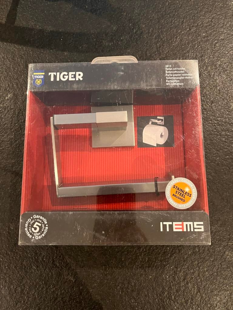 Tiger WC rol houder RVS geborsteld, Ophalen of Verzenden, Nieuw, Rvs, Toilet