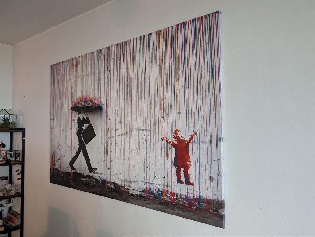 Banksy gedrukt canvas. (1.40x1.00), Ophalen of Verzenden