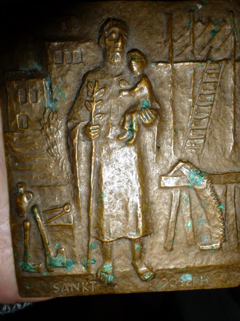 Zware dikke bronze plaque Sankt st Jozeph Joseph, Ophalen of Verzenden, Brons