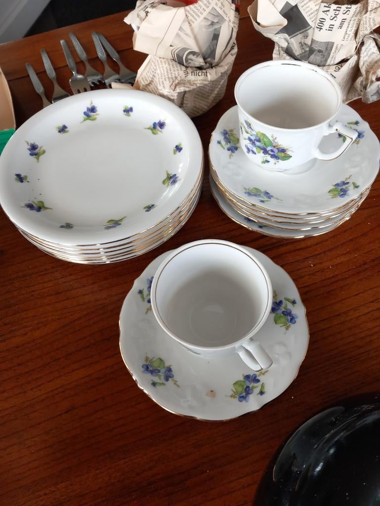 Vintage Winterling Bavaria Servies - Viooltjes Decor, Antiek en Kunst, Antiek | Servies compleet, Ophalen of Verzenden