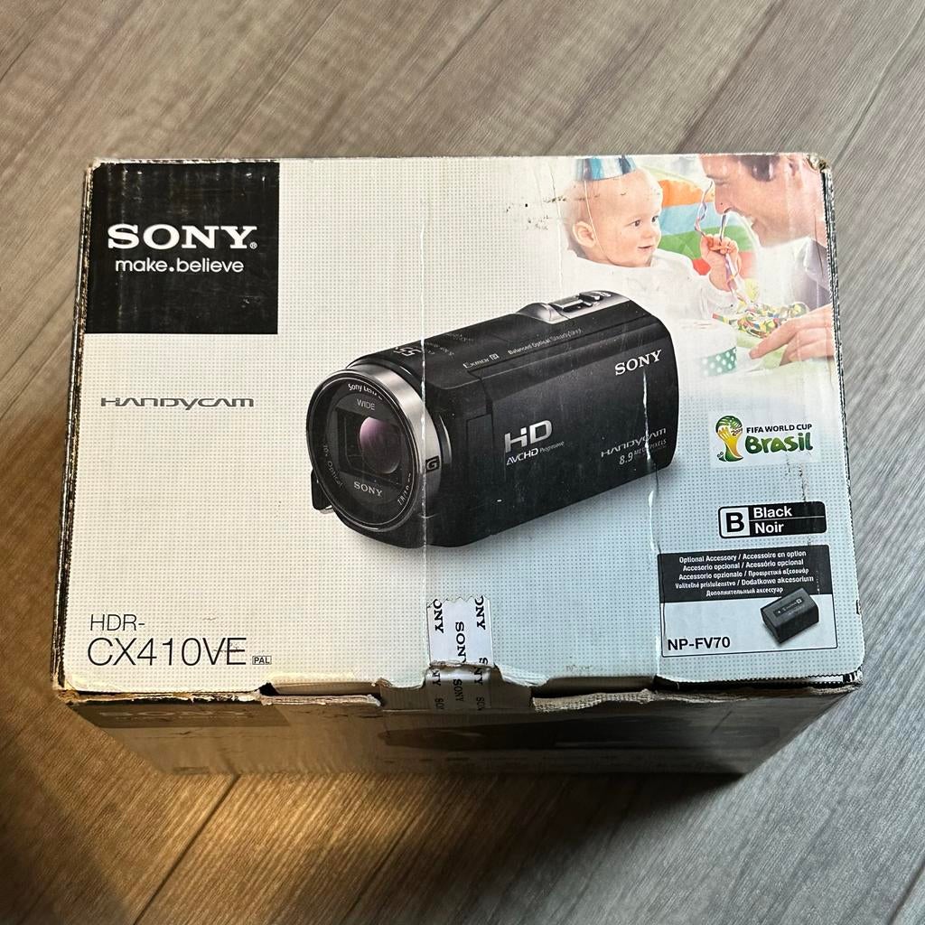 Sony HDR CX410VE Handycam met doos, 2 accu's en tas, Full HD, Gebruikt, 20x of meer, Ophalen of Verzenden