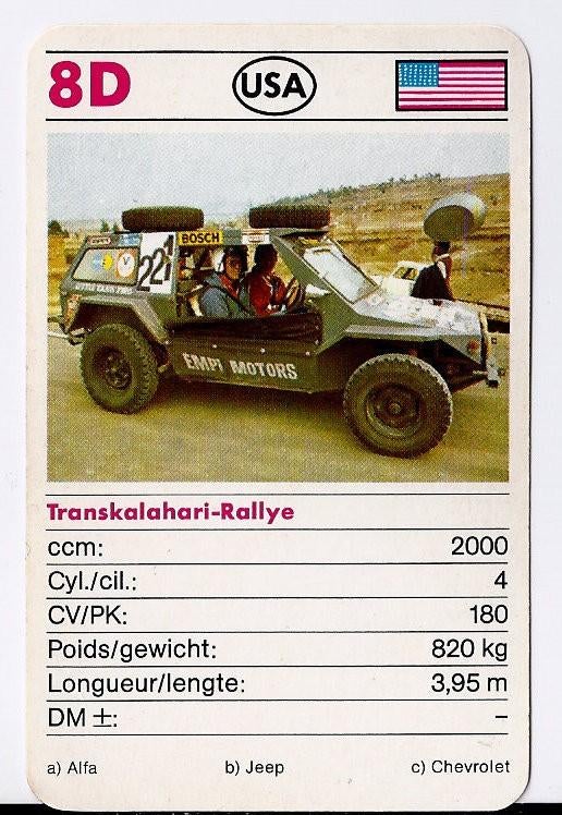 K94 autokaartje 8d --- transkalahari - rallye, Ophalen of Verzenden, Zo goed als nieuw, Auto's