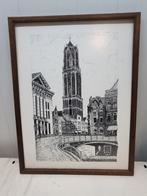 Ingelijste tekening Domtoren Utrecht, Antiek en Kunst, Ophalen of Verzenden