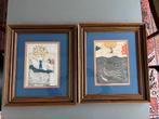 Mooie set van twee ingelijste Perzische prenten., Ophalen of Verzenden, Zo goed als nieuw, Hout, Minder dan 50 cm