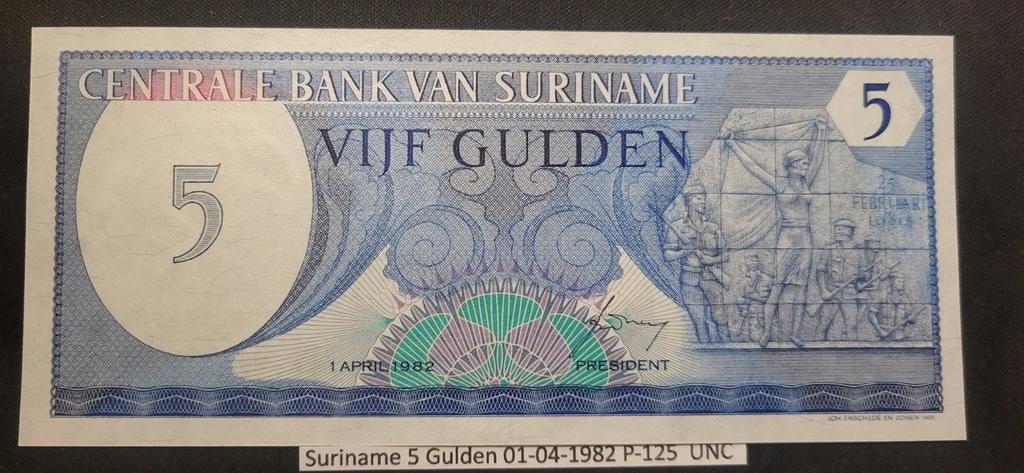 Suriname 5 Gulden 01-04-1982 P-125 UNC, Ophalen of Verzenden