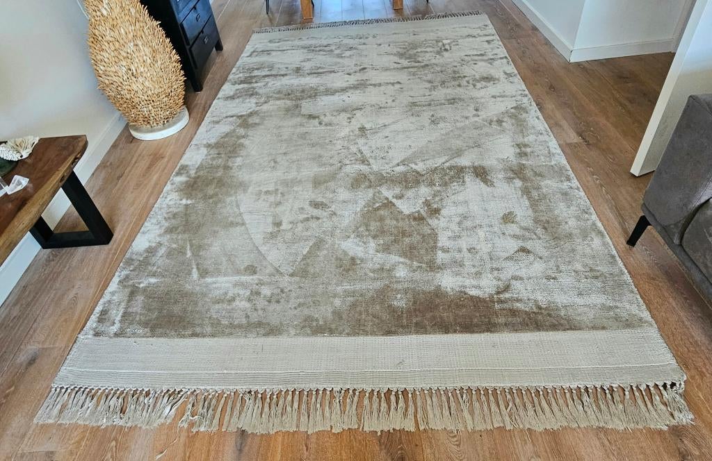Vloerkleed wol (kleur ) taupe, Ophalen, Overige kleuren, 150 tot 200 cm, 200 cm of meer