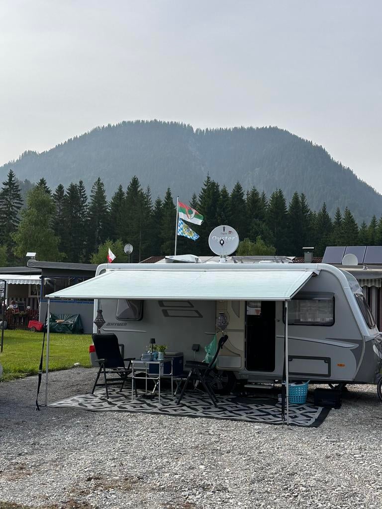 Tule luifeldoek grijs (ALLEEN HET DOEK EN ZAK), Caravans en Kamperen, Tenten, Zo goed als nieuw, Ophalen