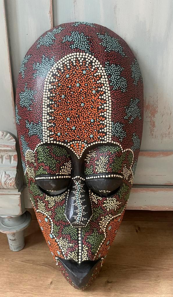 Prachtig groot masker met mooie versieringen, Antiek en Kunst, Kunst | Niet-Westerse kunst, Ophalen of Verzenden