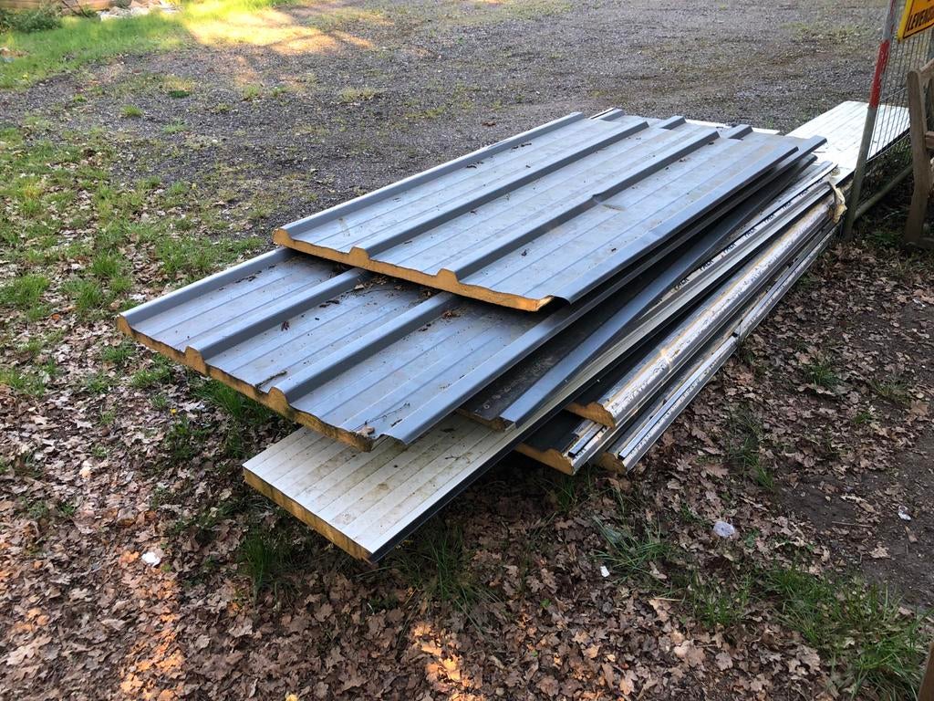 Gratis dakplaten - diverse maten, Doe-het-zelf en Verbouw, Dakpannen en Dakbedekking, Gebruikt, 15 m² of meer, Metaal, Grijs