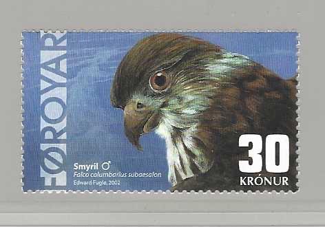Faröer 435 roofvogels valk fauna 2002 zegel  postfris, Verzenden, Postfris, Dier of Natuur
