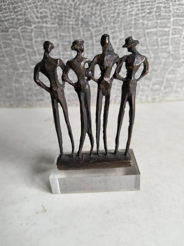 Brons beeldje Corrie Ammerlaan vier personen vriendschap, Antiek en Kunst, Ophalen of Verzenden