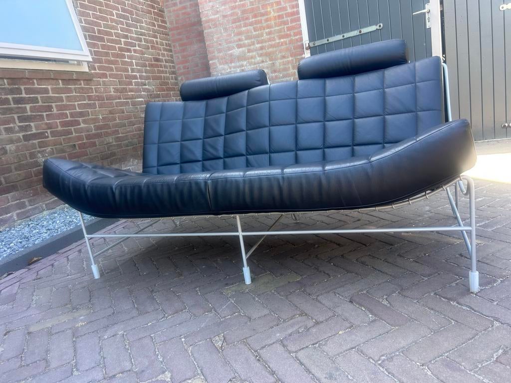Leolux Daybed Luxe Serie - Vintage Look Leer & Draadframe, Ophalen, Gebruikt, 150 tot 200 cm, Tweepersoons