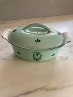 Vintage Dru Holland gietijzeren pan met deksel - Groen, Antiek en Kunst, Antiek | Emaille, Ophalen of Verzenden