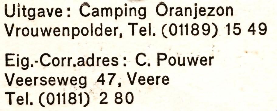 802292 Vrouwenpolder Zeeland 1975 Warga Camping Oranjezon, Verzamelen, Ansichtkaarten | Nederland, Ophalen of Verzenden, 1960 tot 1980