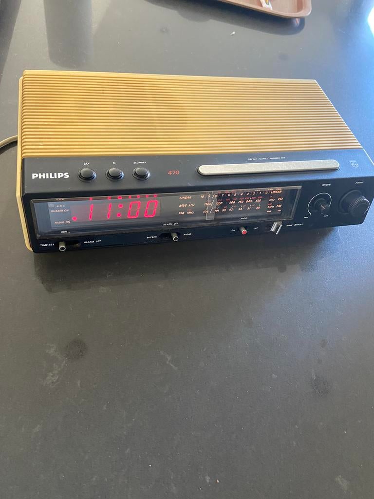 Philips 470 wekkerradio vintage retro 90AS470 jaren ‘70, Ophalen of Verzenden, Gebruikt