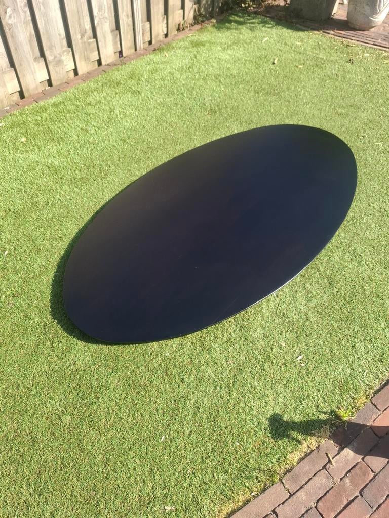 Ovaal zwart mangohouten eettafelblad 200x100 cm, Huis en Inrichting, Tafels | Eettafels, Ophalen, Gebruikt, 50 tot 100 cm, 150 tot 200 cm