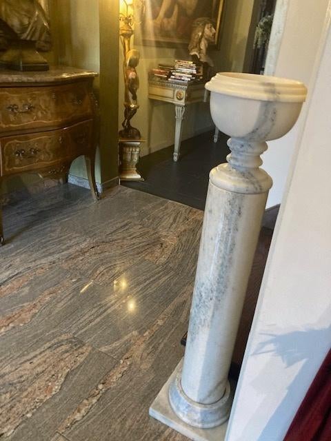 pilaar zuil marmer sokkel met tuinvaas 102cm, Ophalen, Zo goed als nieuw